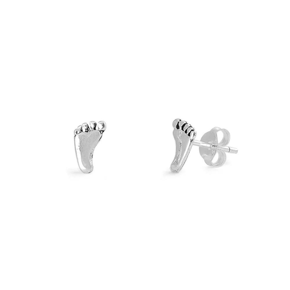 Sterling Silver Baby Feet Stud Earrings – 7 mm